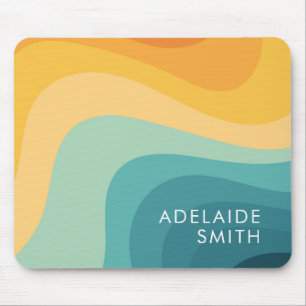 Boho Retro Classic Colour Wave Minimalist Mouse Mat