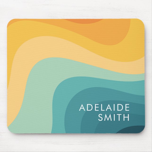 Boho Retro Classic Colour Wave Minimalist Mouse Mat (Front)
