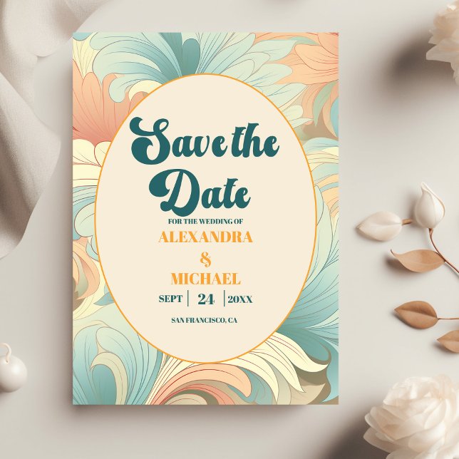 Boho Retro Colourful Floral Wedding  Save The Date (Creator Uploaded)