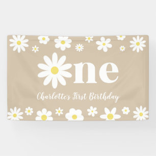 Boho Retro Daisy 1st Birthday Banner