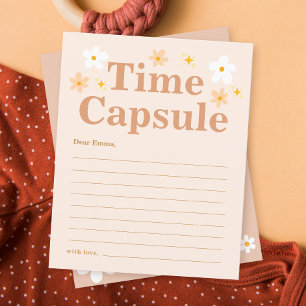 Boho Retro Daisy 1st Birthday Time Capsule card