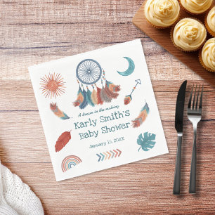 Boho Retro Dreamcatcher Baby Shower Napkin
