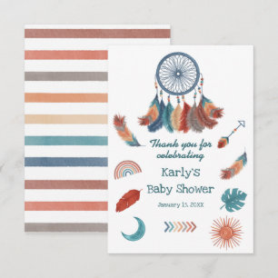 Boho Retro Dreamcatcher Baby Shower Thank You Card