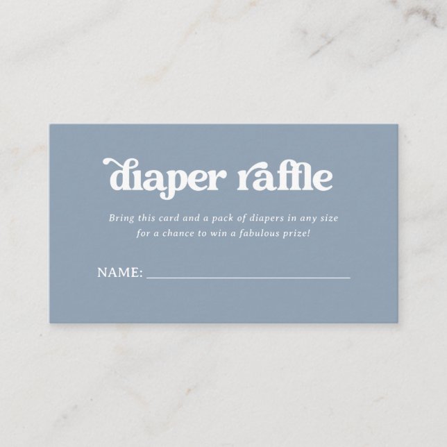 Boho Retro Dusty Blue | Diaper Raffle Enclosure Card (Front)