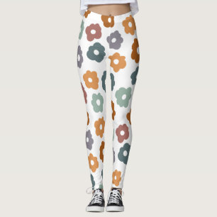 Boho Retro Earthy Florals and Botanical Charm Leggings