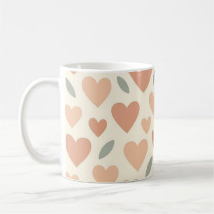 Boho Retro Floral Cute Love Hearts Pattern Coffee Mug