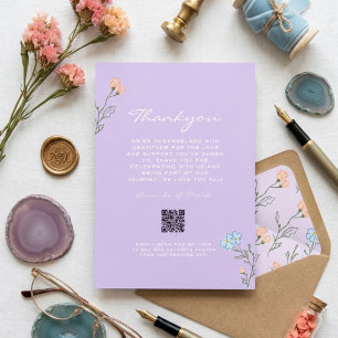 Boho Retro Floral Groovy Bold Classic Thank you Invitation