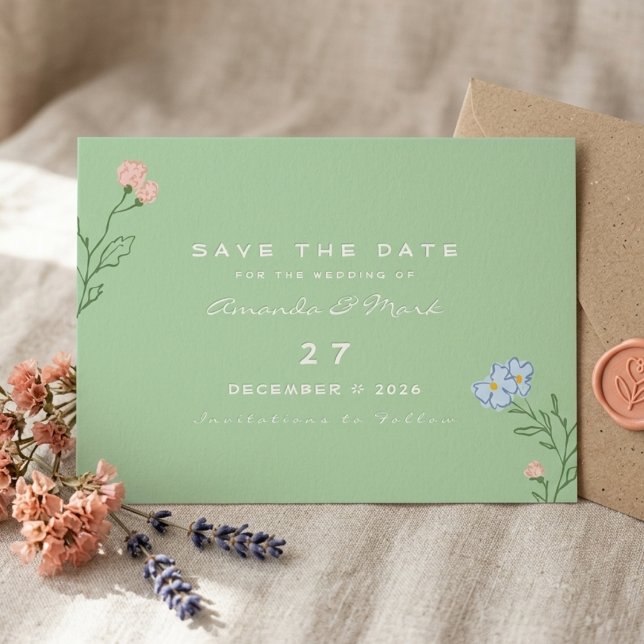 Boho Retro Floral Groovy Bold Classic Wedding  Invitation (Creator Uploaded)