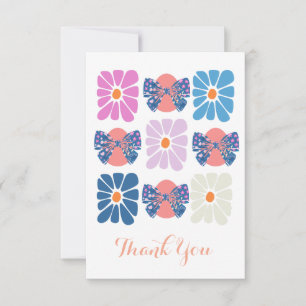 Boho retro floral simple easter thank you card