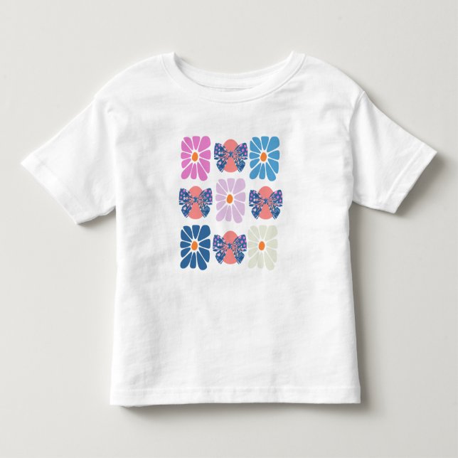 Boho retro floral simple easter toddler T-Shirt (Front)