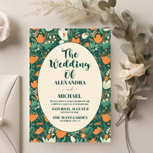 Boho Retro Floral Wedding Invitation