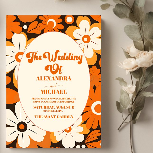 Boho Retro  Floral Wedding Invitation (Creator Uploaded)