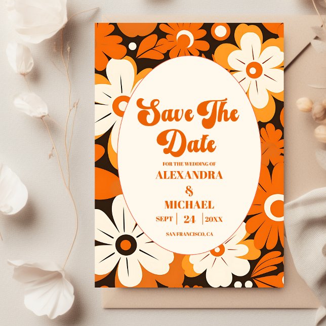 Boho Retro  Floral Wedding Save The Date (Creator Uploaded)