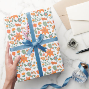 Boho Retro Floral Wrapping Paper
