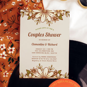 Boho Retro Flowers   Couples Shower Invitation