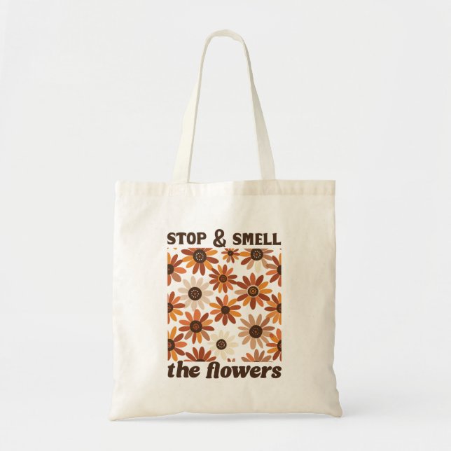 Boho Retro Flowers Tote Bag (Front)