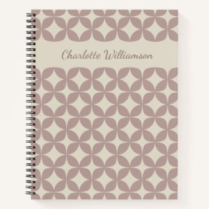 Boho Retro Geometric Shapes in Mauve Personalised Notebook