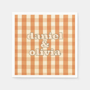 Boho Retro Groovy Colourful Wavy Wedding Napkin