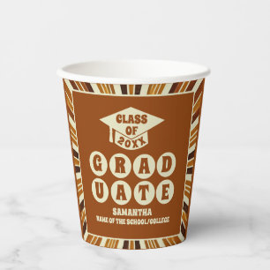 Boho Retro Groovy Graduation Party Paper Cups