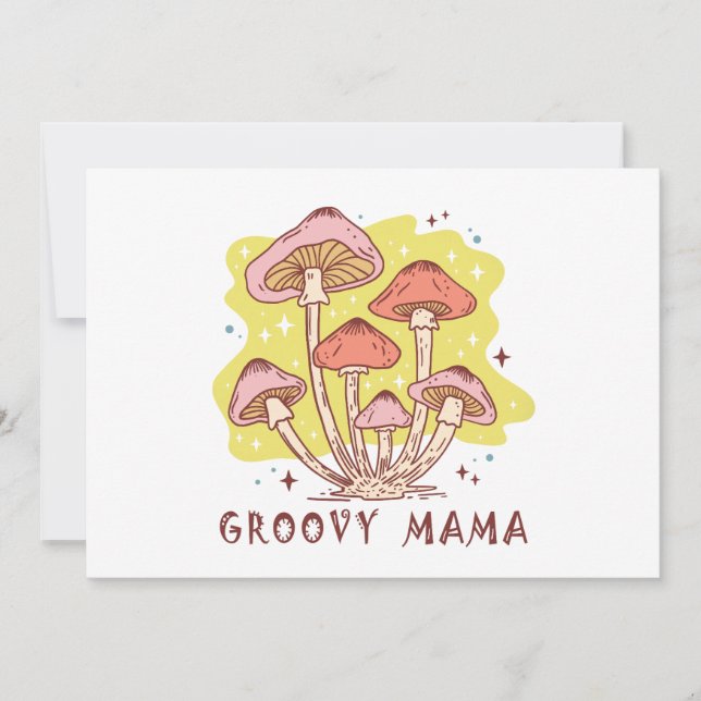 Boho Retro Groovy Mama Invitation (Front)