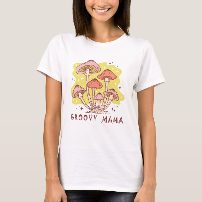 Boho Retro Groovy Mama T-Shirt (Front)
