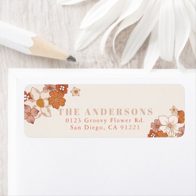 Boho Retro Groovy Orange Floral (Insitu)