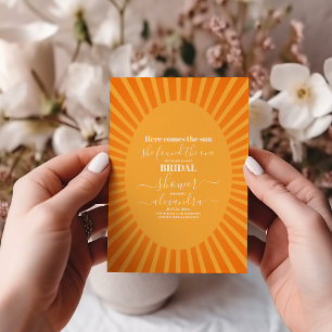 Boho Retro Here Comes the Sun Bridal Shower  Invitation