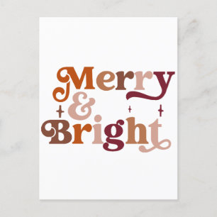 Boho Retro Merry and Bright  Postcard