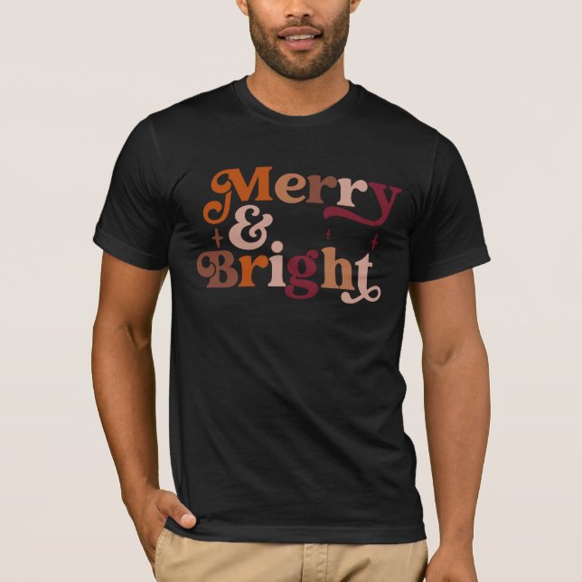 Boho Retro Merry and Bright T-Shirt (Front)