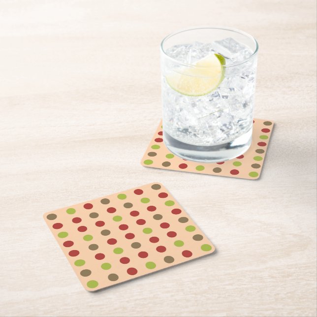 Boho Retro Modern Dot Paper Coaster (Insitu)