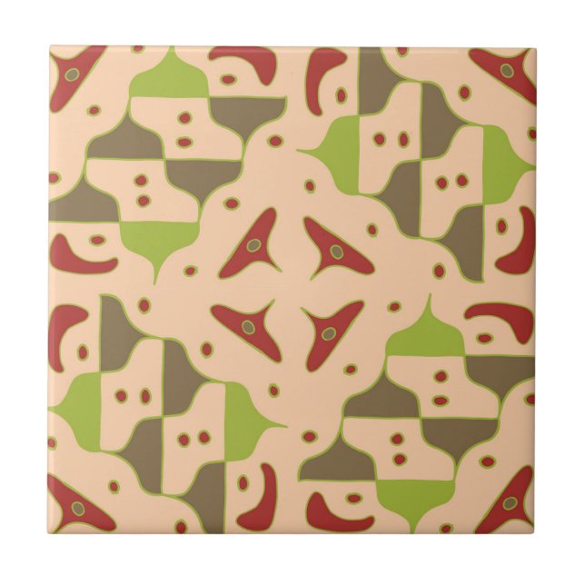 Boho Retro Modern Graphic Ceramic Tile (Front)