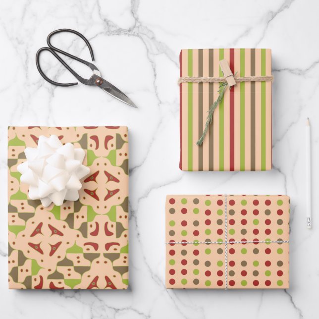 Boho Retro Modern Graphic Wrapping Paper Sheet (Front)