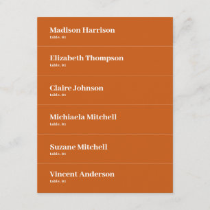 Boho Retro Orange Wedding Place Card DIY