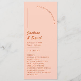 Boho Retro Orange Wedding Programme