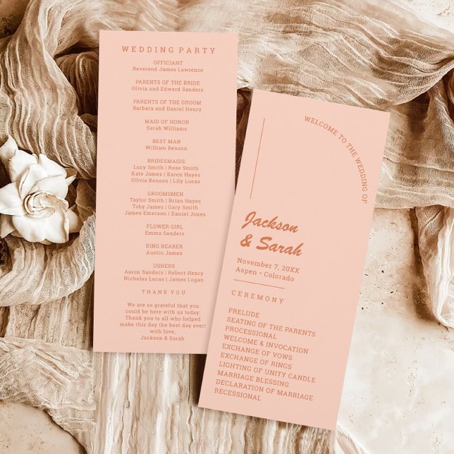 Boho Retro Orange Wedding  Programme (Creator Uploaded)