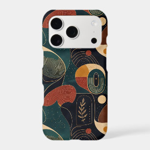 Boho Retro Organic Shapes in Navy Teal Terracotta