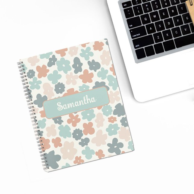 Boho retro pastel flower pattern notebook (Creator Uploaded)