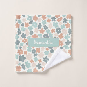 Boho retro pastel flower print wash cloth