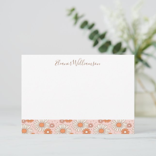 Boho Retro Pastel Pink Floral Custom Shower  Thank You Card (Standing Front)