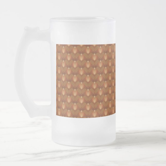 Boho Retro Pattern in 70s Style Frosted Glass Beer Mug (Left)