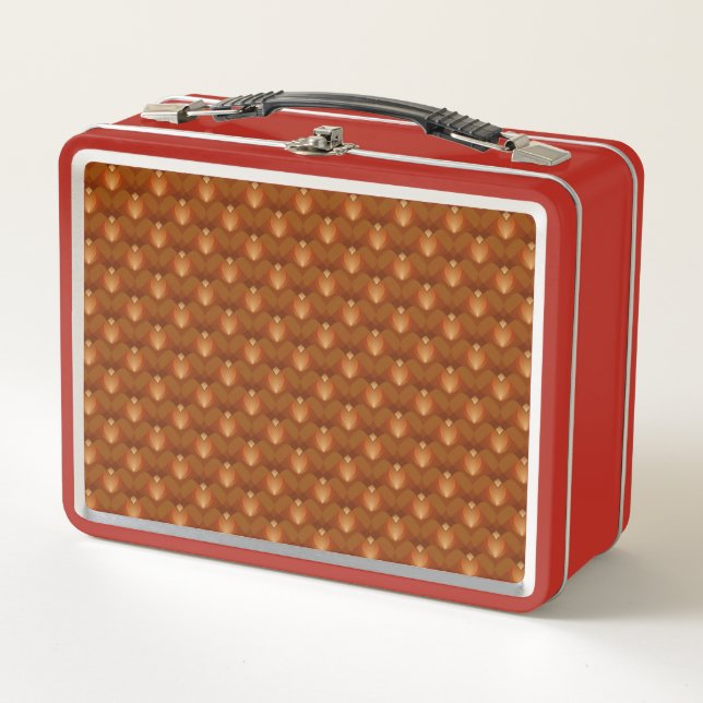 Boho Retro Pattern in 70s Style Metal Lunch Box (Front)