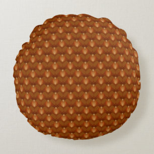Boho Retro Pattern in 70s Style Round Cushion