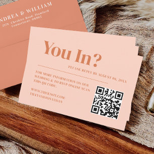 Boho Retro Peach Orange Wedding Webiste Enclosure Card