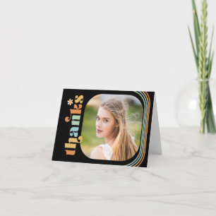 Boho Retro Photo Graduation Foldover Thank You Card