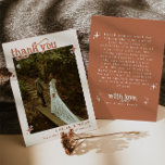 Boho Retro Photo Wedding Thank You Card<br><div class="desc">This is a retro themed wedding thank you card. Edit most* wording and colours on this retro wedding invite to make it fit your event theme personal style! (the words "thank you" and "with love" are not editable, but you can change the colours of it!) // For matching designs, search...</div>