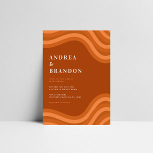 Boho Retro Rainbow QR Code RSVP All in One Wedding Invitation