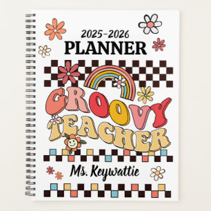 Boho retro rainbows groovy teacher planner school