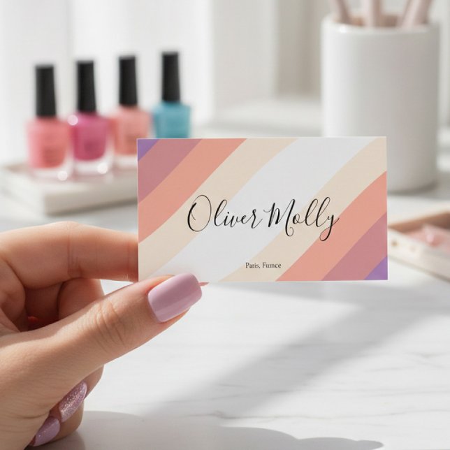 Boho Retro Script Abstract Wavy Lines Pastel Business Card (Creator Uploaded)