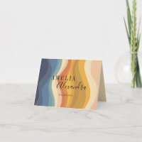 Boho Retro Script Abstract Wavy Lines Yellow Blue