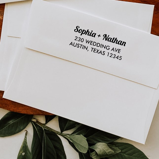 Boho Retro Script | Wedding Return Address Self-inking Stamp (A retro return address label)